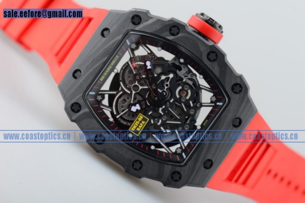 1:1 Richard Mille RM 35-02 RAFAEL NADA Watch Black PVD Red Rubber